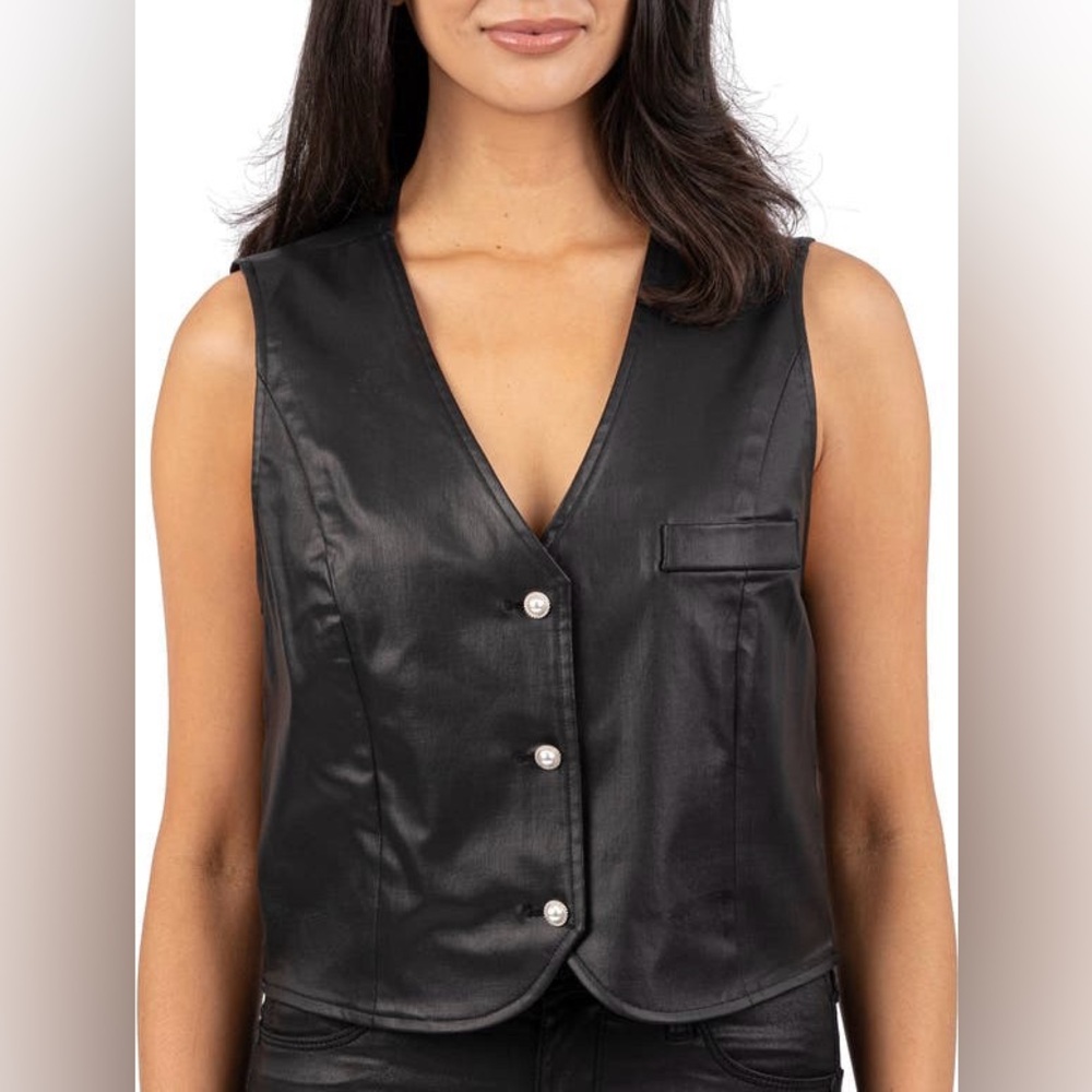NWT Kut from the Kloth Nataly Coated Vest | Faux Leather Look | Sizes XS–XL
